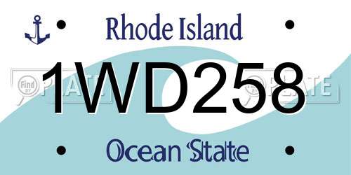 1WD258 Rhode Island License Plate