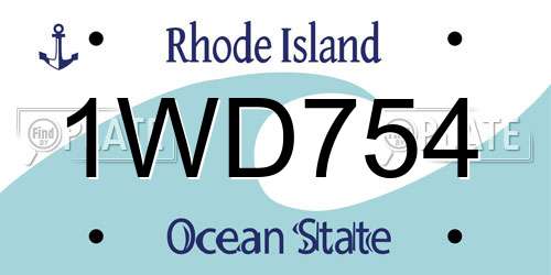 1WD754 Rhode Island License Plate