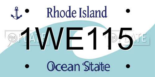 1WE115 Rhode Island License Plate