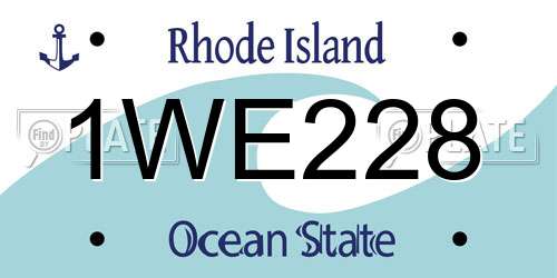 1WE228 Rhode Island License Plate