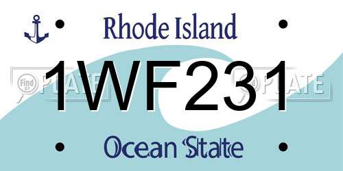1WF231 Rhode Island License Plate