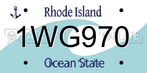 1WG970 Rhode Island License Plate