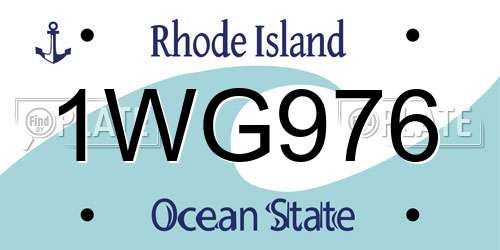 1WG976 Rhode Island License Plate