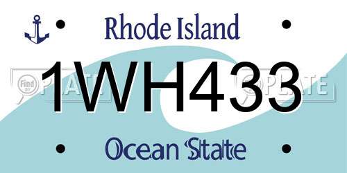 1WH433 Rhode Island License Plate