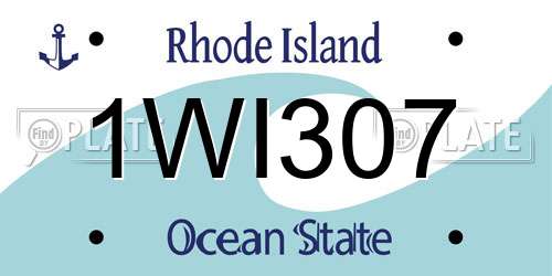 1WI307 Rhode Island License Plate