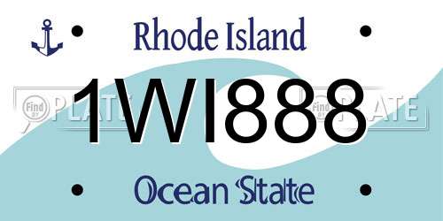 1WI888 Rhode Island License Plate