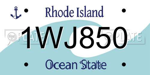 1WJ850 Rhode Island License Plate