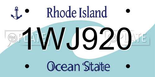 1WJ920 Rhode Island License Plate