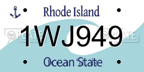 1WJ949 Rhode Island License Plate