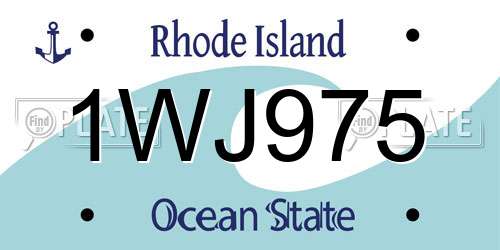1WJ975 Rhode Island License Plate
