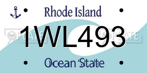 1WL493 Rhode Island License Plate