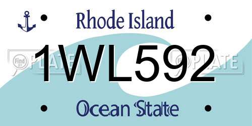 1WL592 Rhode Island License Plate