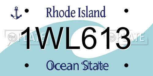 1WL613 Rhode Island License Plate