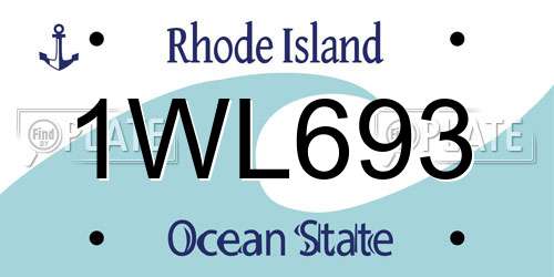 1WL693 Rhode Island License Plate