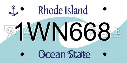1WN668 Rhode Island License Plate