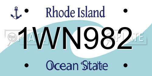 1WN982 Rhode Island License Plate