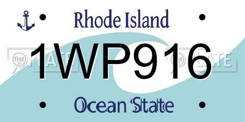 1WP916 Rhode Island License Plate