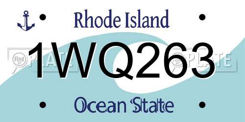 1WQ263 Rhode Island License Plate