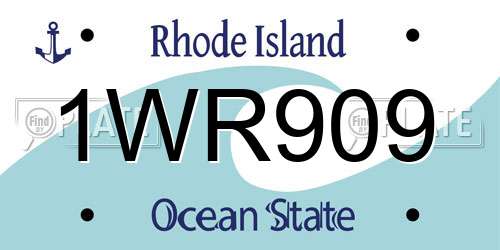1WR909 Rhode Island License Plate