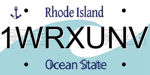 1WRXUNV Rhode Island License Plate
