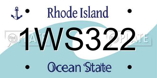 1WS322 Rhode Island License Plate