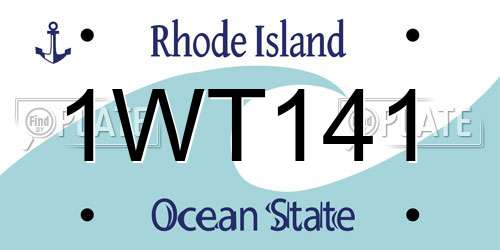 1WT141 Rhode Island License Plate