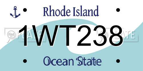 1WT238 Rhode Island License Plate