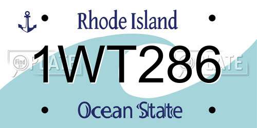1WT286 Rhode Island License Plate