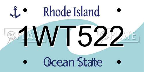 1WT522 Rhode Island License Plate