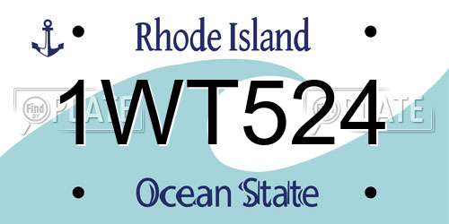 1WT524 Rhode Island License Plate