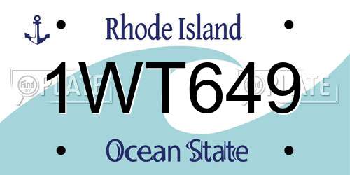 1WT649 Rhode Island License Plate