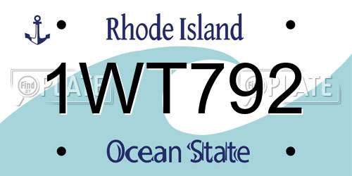 1WT792 Rhode Island License Plate