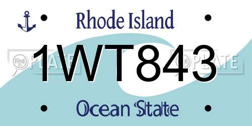 1WT843 Rhode Island License Plate