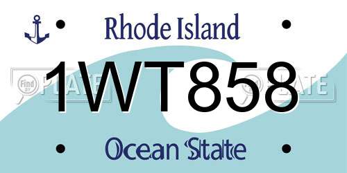 1WT858 Rhode Island License Plate