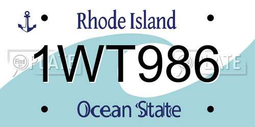 1WT986 Rhode Island License Plate
