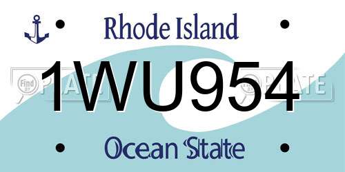 1WU954 Rhode Island License Plate
