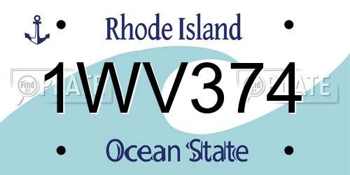 1WV374 Rhode Island License Plate