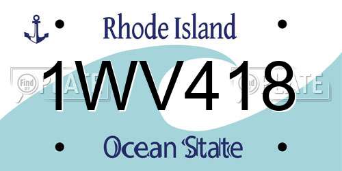 1WV418 Rhode Island License Plate
