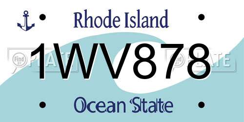 1WV878 Rhode Island License Plate