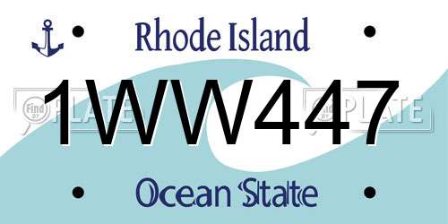 1WW447 Rhode Island License Plate