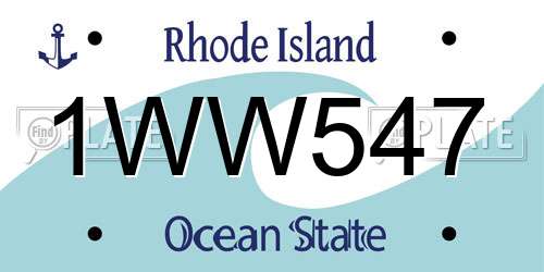 1WW547 Rhode Island License Plate