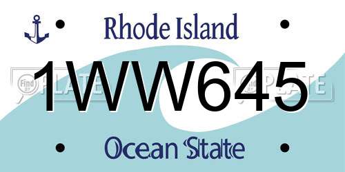 1WW645 Rhode Island License Plate