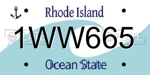 1WW665 Rhode Island License Plate