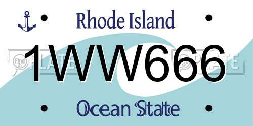1WW666 Rhode Island License Plate