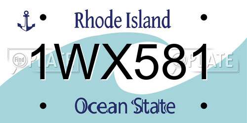 1WX581 Rhode Island License Plate