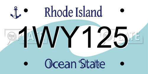 1WY125 Rhode Island License Plate