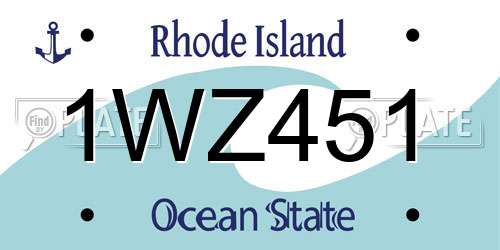 1WZ451 Rhode Island License Plate