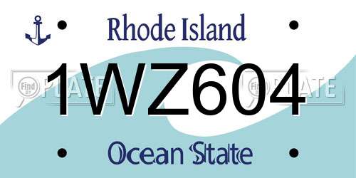 1WZ604 Rhode Island License Plate