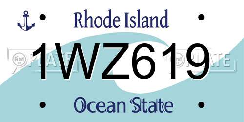1WZ619 Rhode Island License Plate
