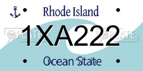 1XA222 Rhode Island License Plate